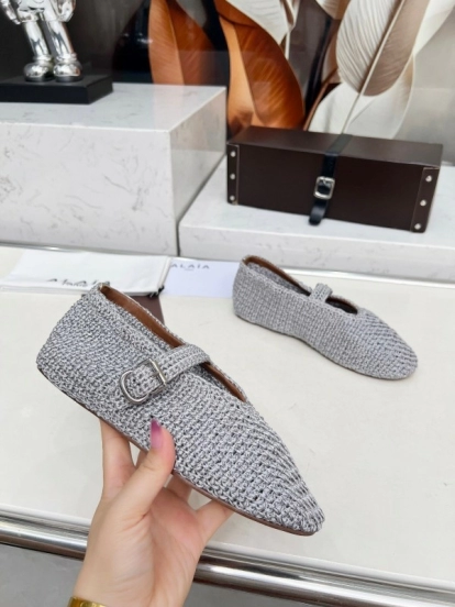 Alaia 2025/SS Knit Ballet Dance Shoes with Inner Cushioning and 0.8CM Height Increase - LY00310