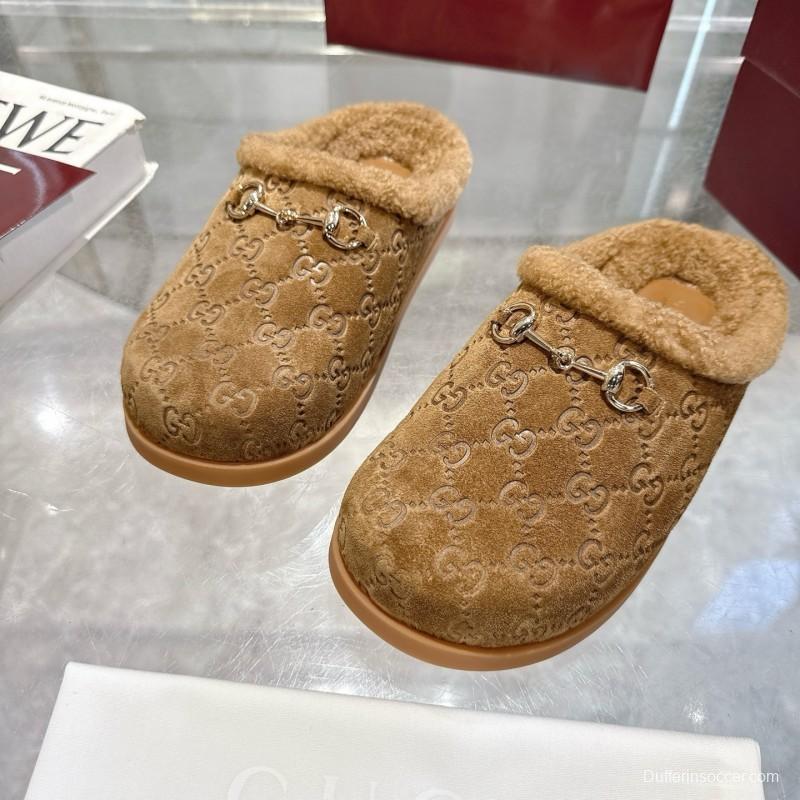 Gucci 2025 SS Autumn Winter New Suede Leather Horsebit Detail Women Wool Loafers - LY00260