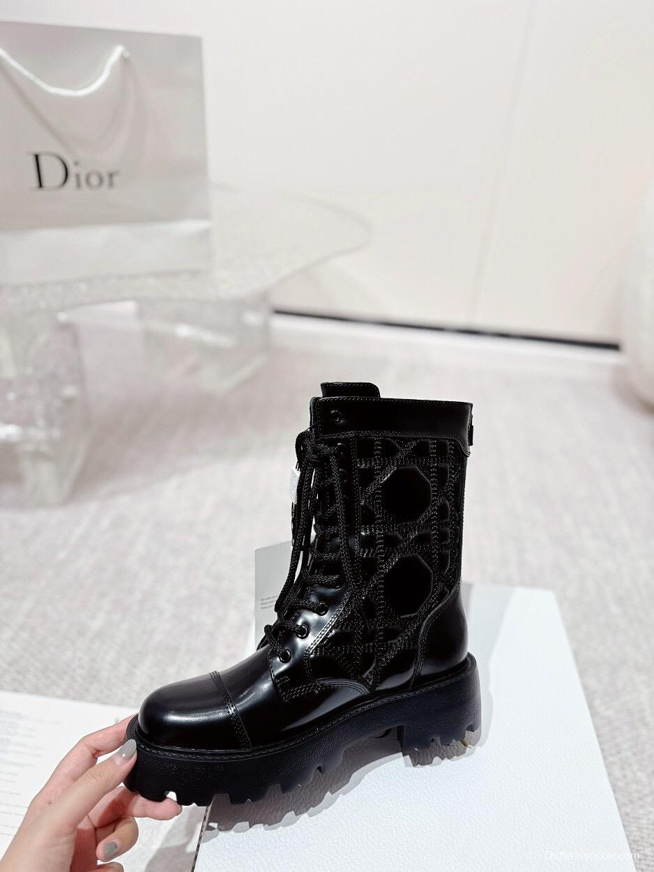 DIOR CHRONO Embroidered Motorcycle Ankle Boots - LY00400