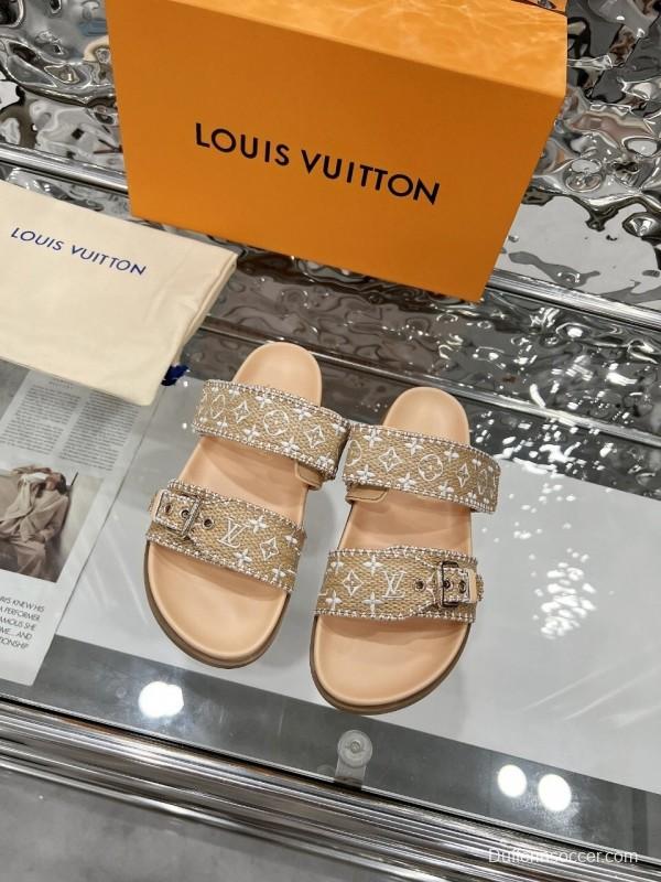 Louis Vuitton 2025 Spring/Summer New Slippers with Embroidered Design and 4cm Platform - LY00250