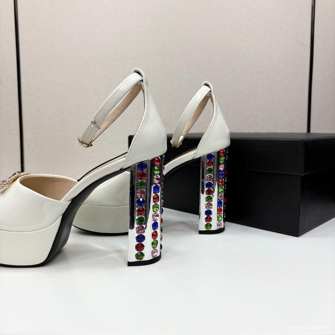 Chanel 2025/SS Glamorous Rhinestone Chunky Heel Platform Strappy Sandals - KFY00350