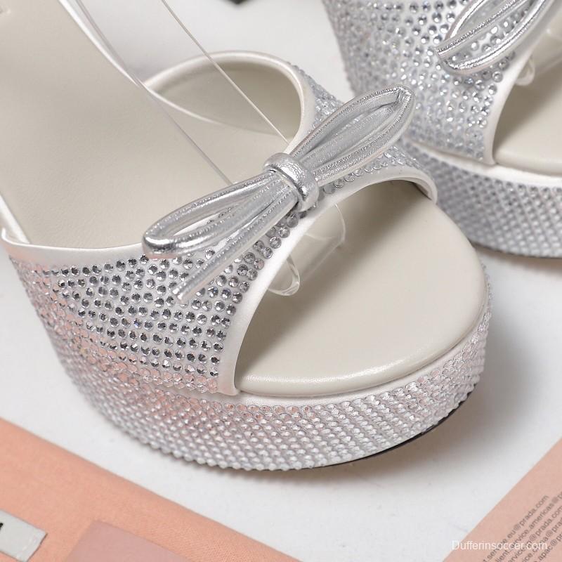 MIUMIU Bling Bling Swarovski Crystal Sandals with 11.5cm Heel - KFY00340