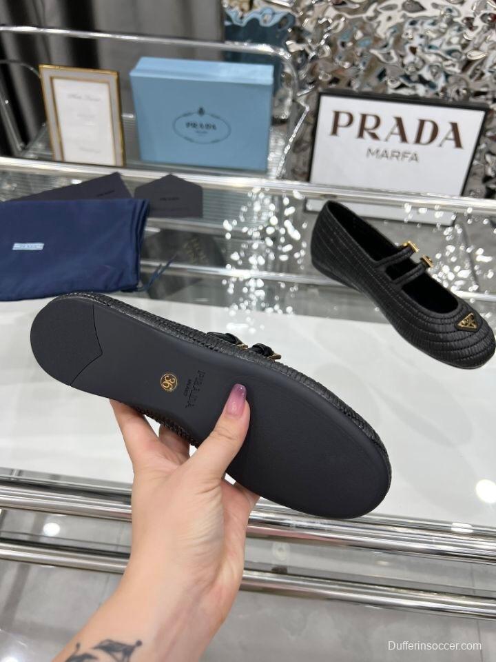 Prada Summer New Raffia Ballet Flats - KFY00340