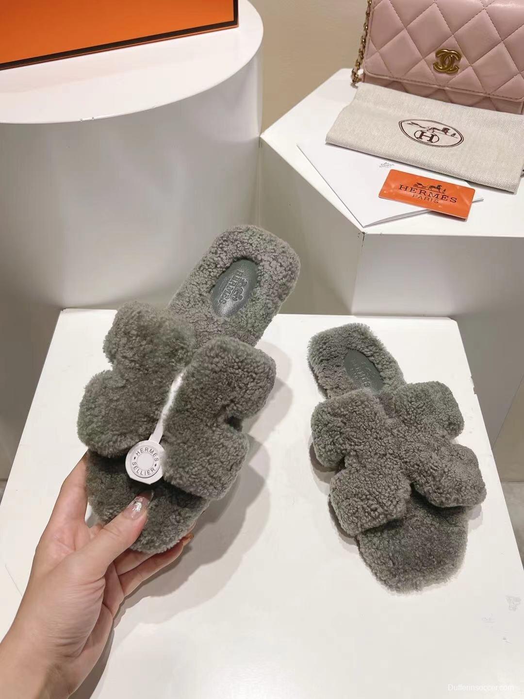 Hermès Teddy Wool Flat Slippers - LY00240