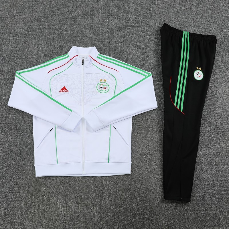 2026 Algeria White with Green and Red Stripes FULL Zipper Jacket Tracksuit +Long Pants