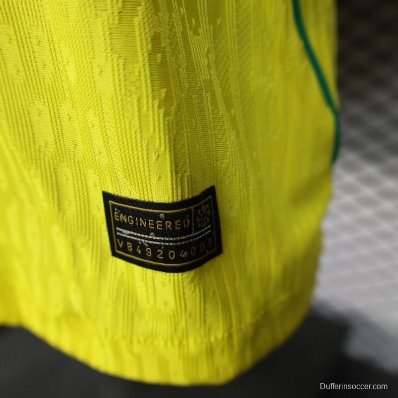 Player Version 2026 Brazil Home Yellow with Vertical Stripe Pattern Jersey