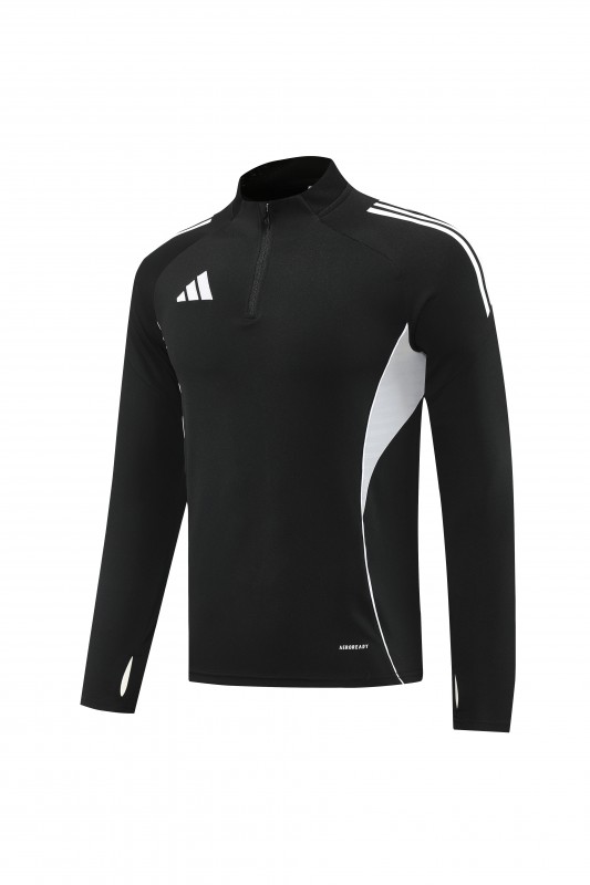 25/26  Adidas Black Full zipper Jacket Tracksuit+ long pants