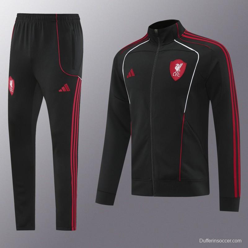 25/26 Liverpool FC Black  Full zipper Jacket Tracksuit+ long pants