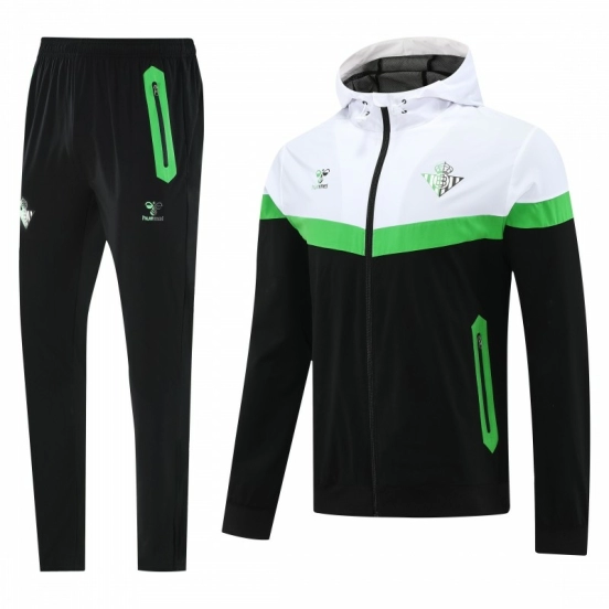 25/26 Real Betis White Black Green  Full zipper Jacket Tracksuit+ long pants