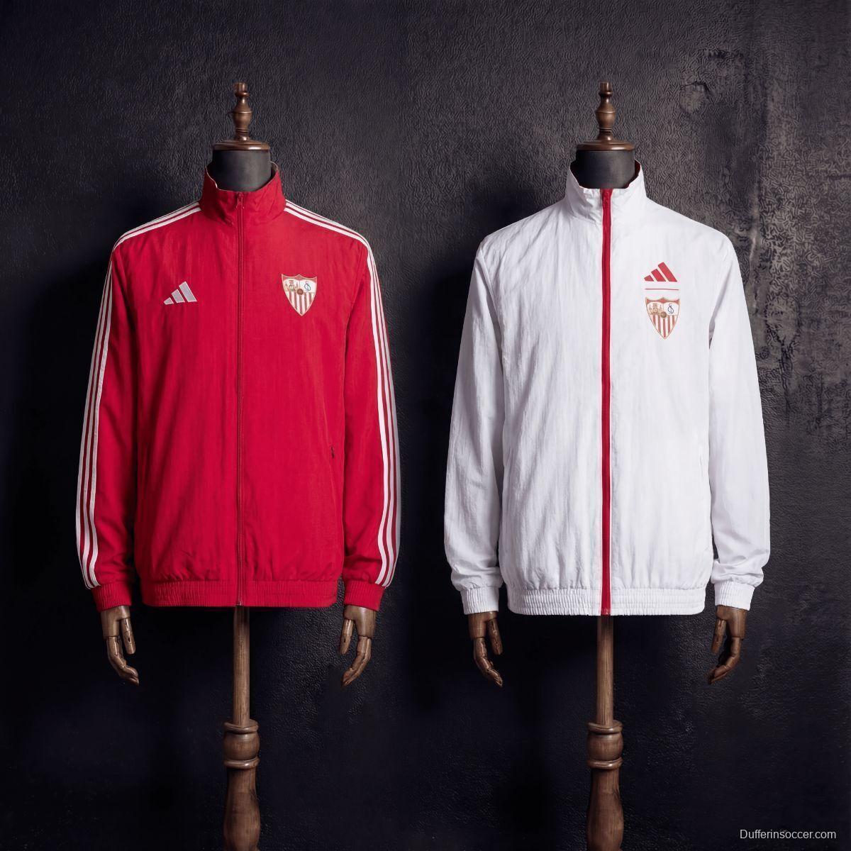 2026 Sevilla FC Red And White Reversible Full Zipper Jacket