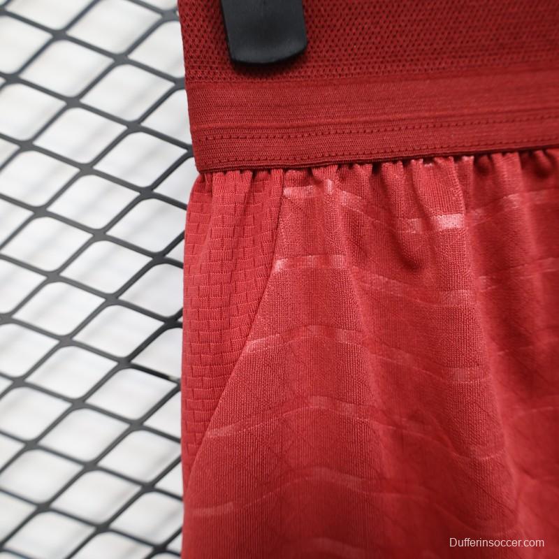 2026 Player Version Portugal Red with Wave Pattern Shorts