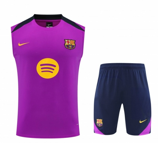 26/27 Barcelona Purple & Navy Blue Sleeveless Training Vest + Shorts