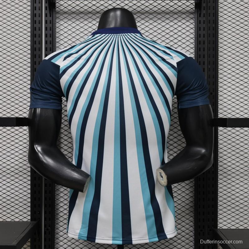 Player Version 2026 Argentina White Light Blue Dark Blue Radial Stripe Special Edition Jersey