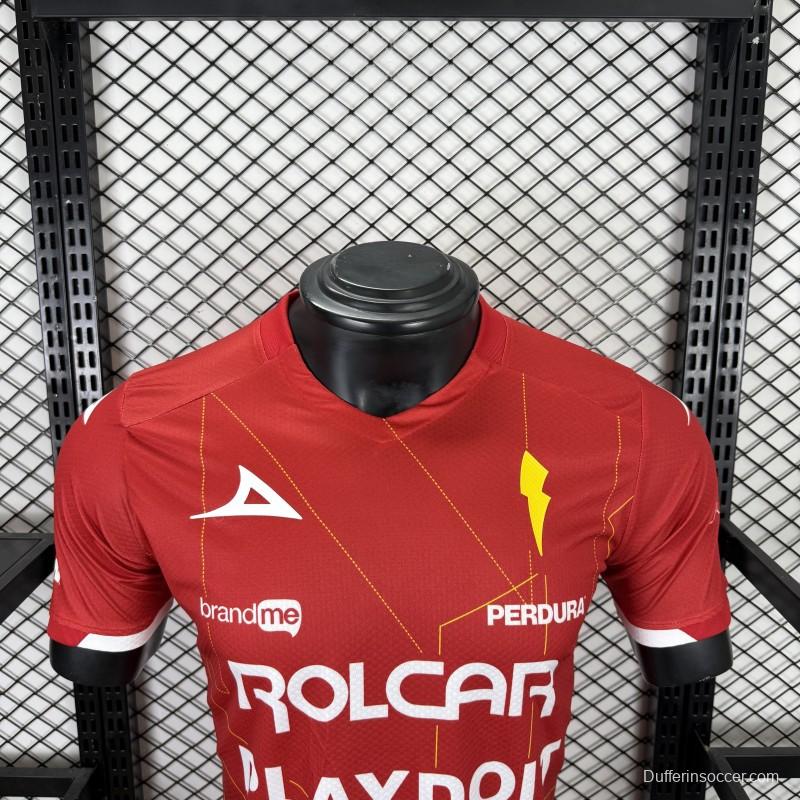 Player Version 25/26 Club Necaxa away Red with Gold Geometric Lightning Pattern Jersey