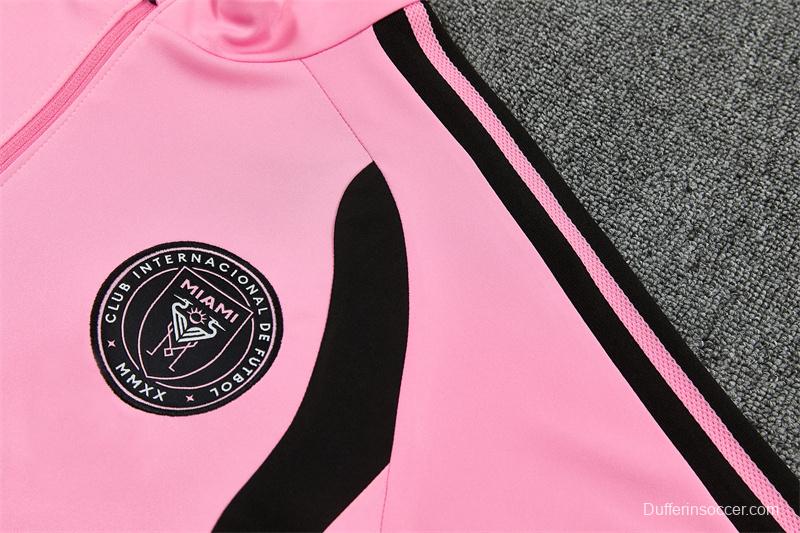 2026 Inter Miami CF Pink  Half Zipper Jacket Tracksuit + Black Long Pants
