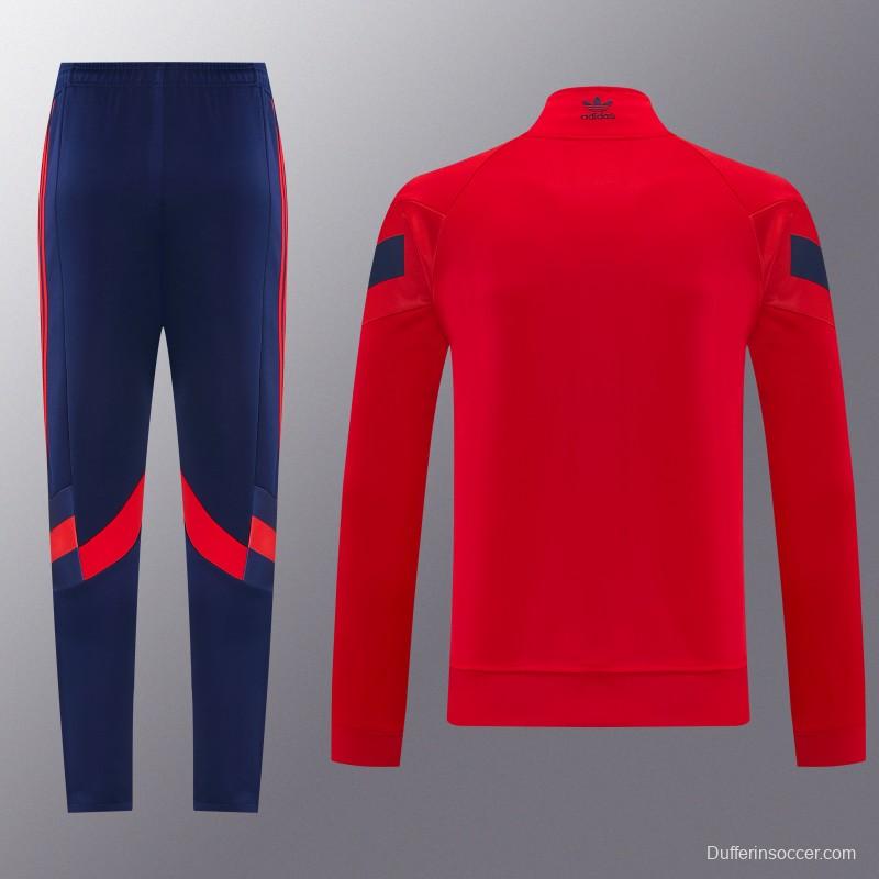 2026/27 Adidas Originals Red  Full Zipper Jacket Tracksuit + Navy Blue Long Pants