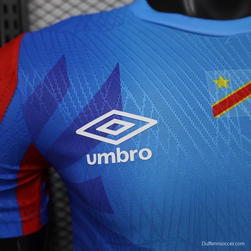 Player Version 26/27 DR Congo  Sky Blue & Red  Home Jersey