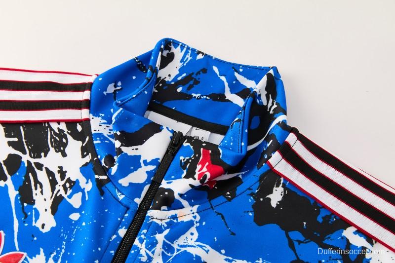 2026/27 Manchester United Black Grunge Splatter Paint Full Zipper Jacket Tracksuit + Long Pants