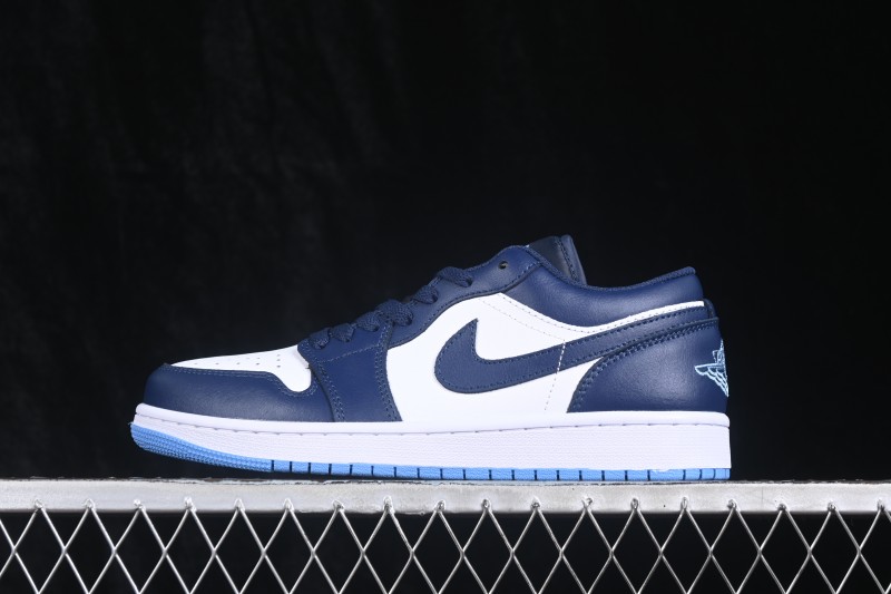 Nike Air Jordan 1 Low Retro Basketball Lifestyle Shoes with Classic White and Blue Colorway - 553558-404