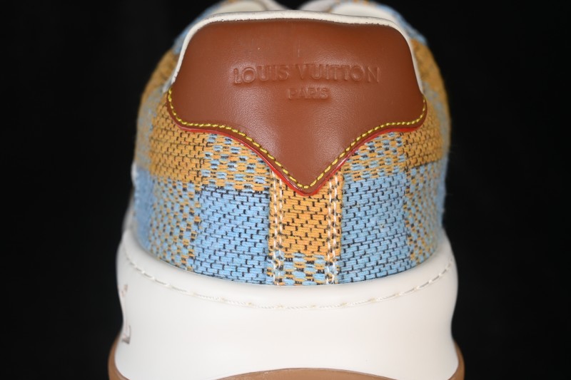 Louis Vuitton Tilted Sneakers Low-Top Casual Shoes in Smooth Calfskin Leather with Side LV Logo and Lightweight Rubber Sole - 2026SS Sea Blue