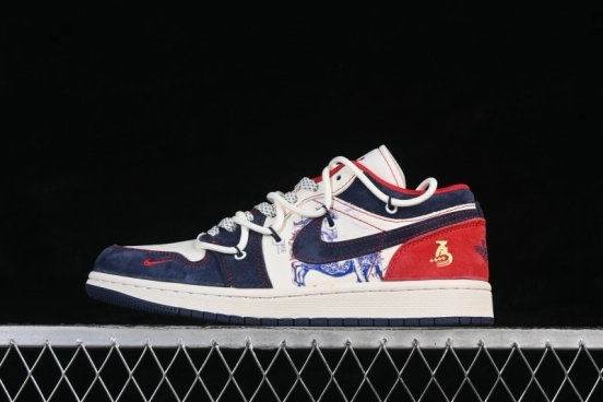 Nike Air Jordan 1 Low Retro Basketball Shoes with CNY Year of Horse Color Blocking - HT5088-643