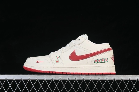 Nike Air Jordan 1 Low Year of the Horse Limited Edition Custom Basketball Shoes with Gold Foil Details - QJ1988-011