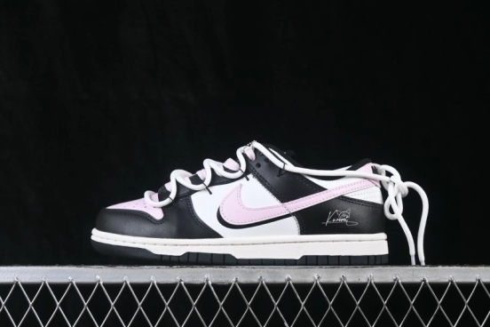 Nike SB Dunk Low Black Pink Strap Low-Top Skateboarding Shoes - CW1590-100