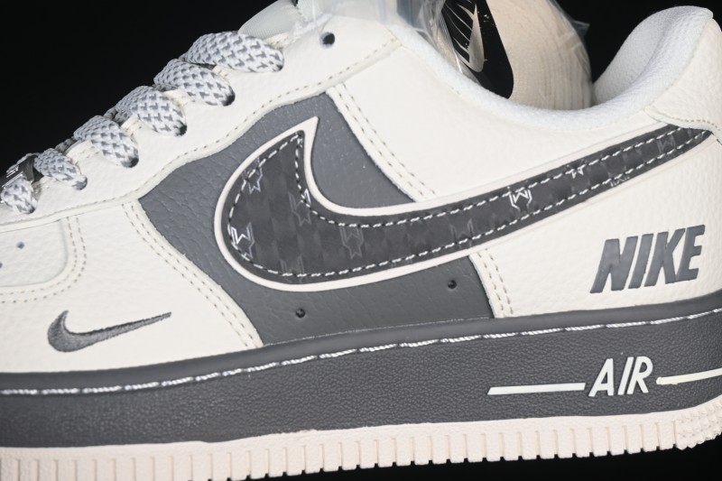 Nike Air Force 1 '07 Low Casual Sneakers in White and Dark Grey - SM6668-107