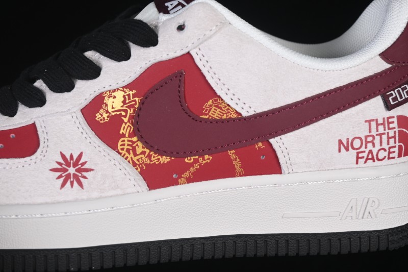 Nike Air Force 1 '07 Low Red and White Contrast Color Blocking Casual Sneakers - JP2026-138