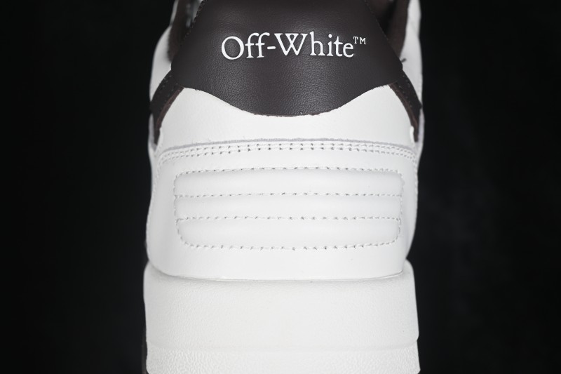 Off-White Out of Office Low-Top Fashion Skate Shoes in White and Brown - WME5