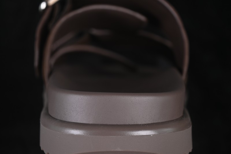 Louis Vuitton Venice Comfort Calfskin Suede Round-Toe Slide Sandals
