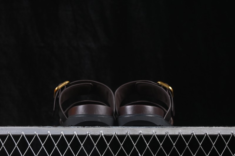 Louis Vuitton Venice Comfort Calf Suede Round-Toe Slide Sandals