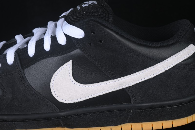 Nike SB Dunk Low Black Gum Light Brown Leather Skate Shoes - HF3704-003