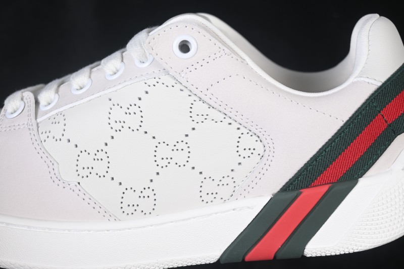 Gucci Primavera Screener Sneakers with Perforated GG Leather and Web Detail - FAGIV9078