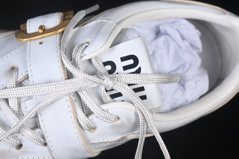 MiuMiu Gymnasium Calf Leather Buckle Lace-Up Vintage Low-Top Sneakers - FW25