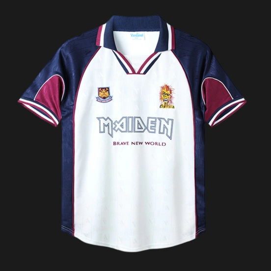 Retro 99/01 West Ham X Iron Maiden Away White Jersey With #7