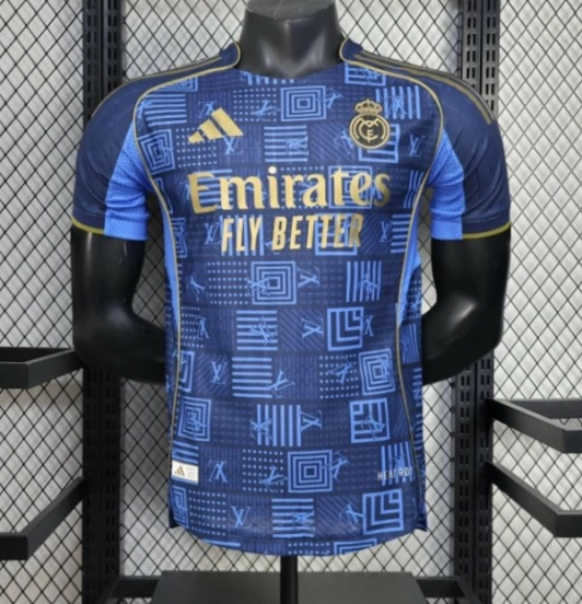 25/26 Player Version Real Madrid Blue Geometric Pattern Away Jersey