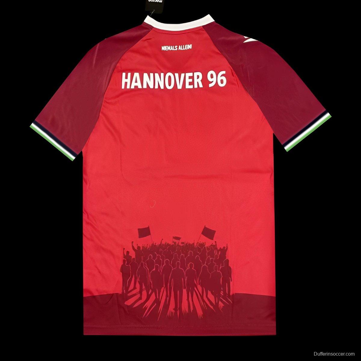 25/26 Hannover 96 Red with Vertical Stripe Pattern Jersey