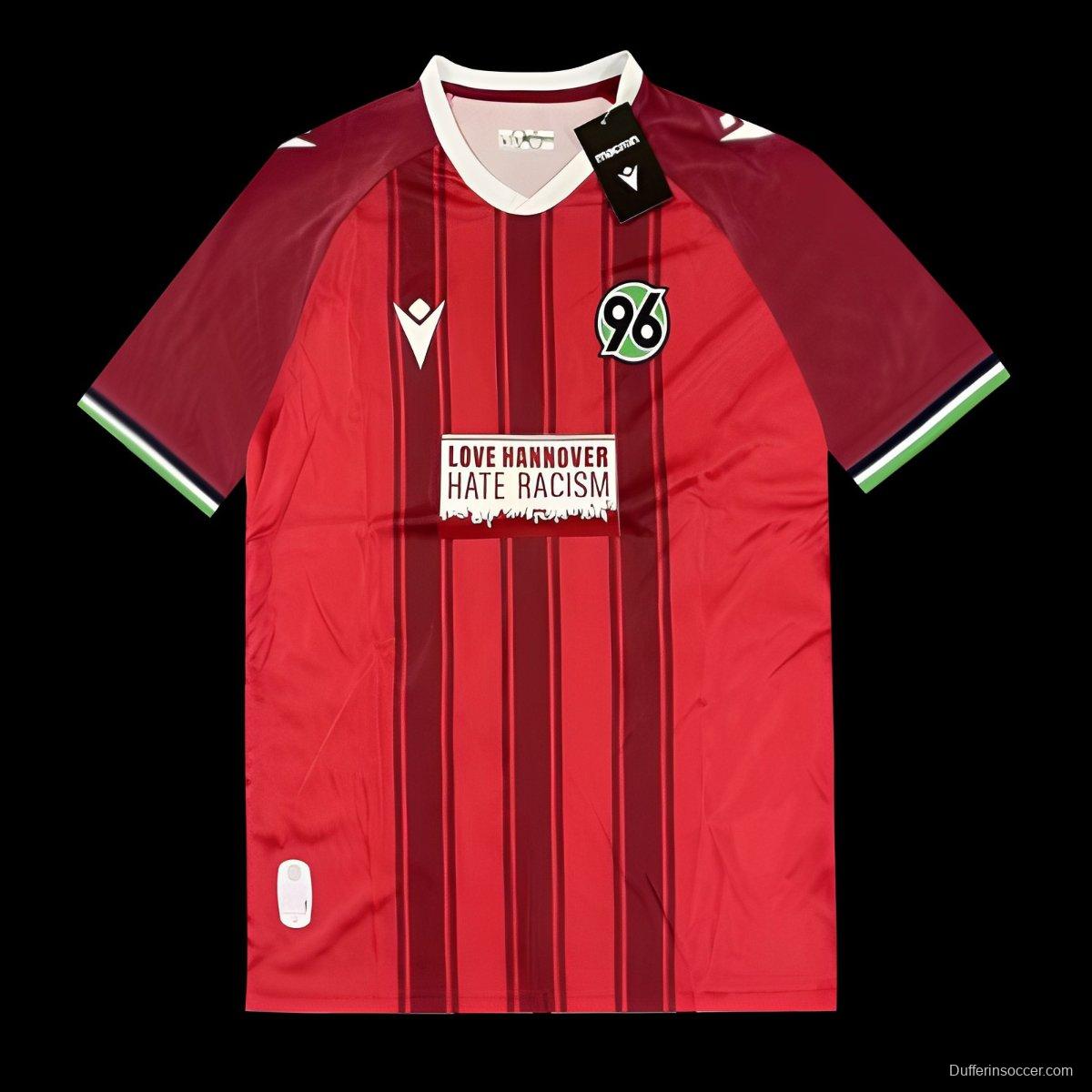 25/26 Hannover 96 Red with Vertical Stripe Pattern Jersey