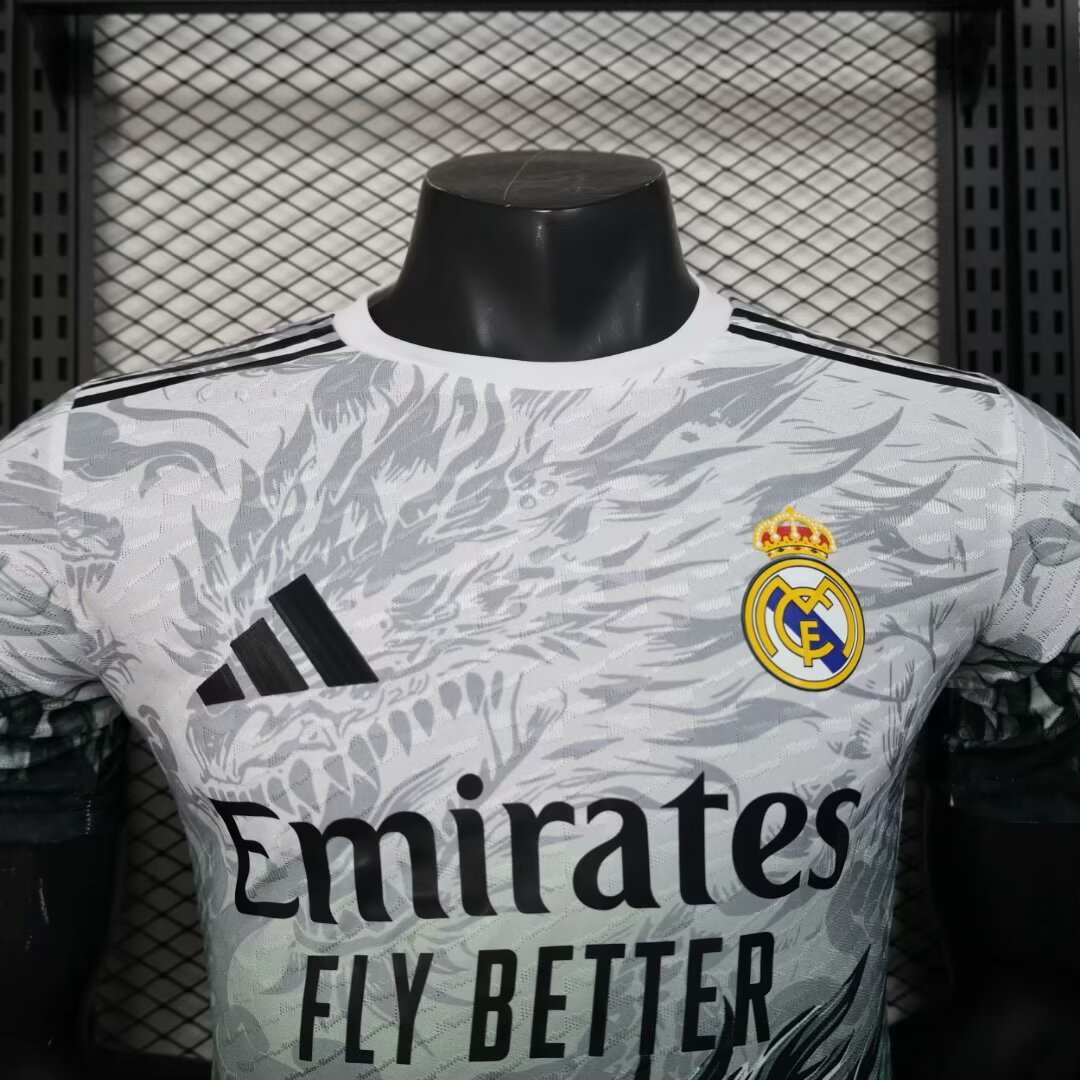 Player Version 25/26 Real Madrid White with Black Dragon Fire Jersey