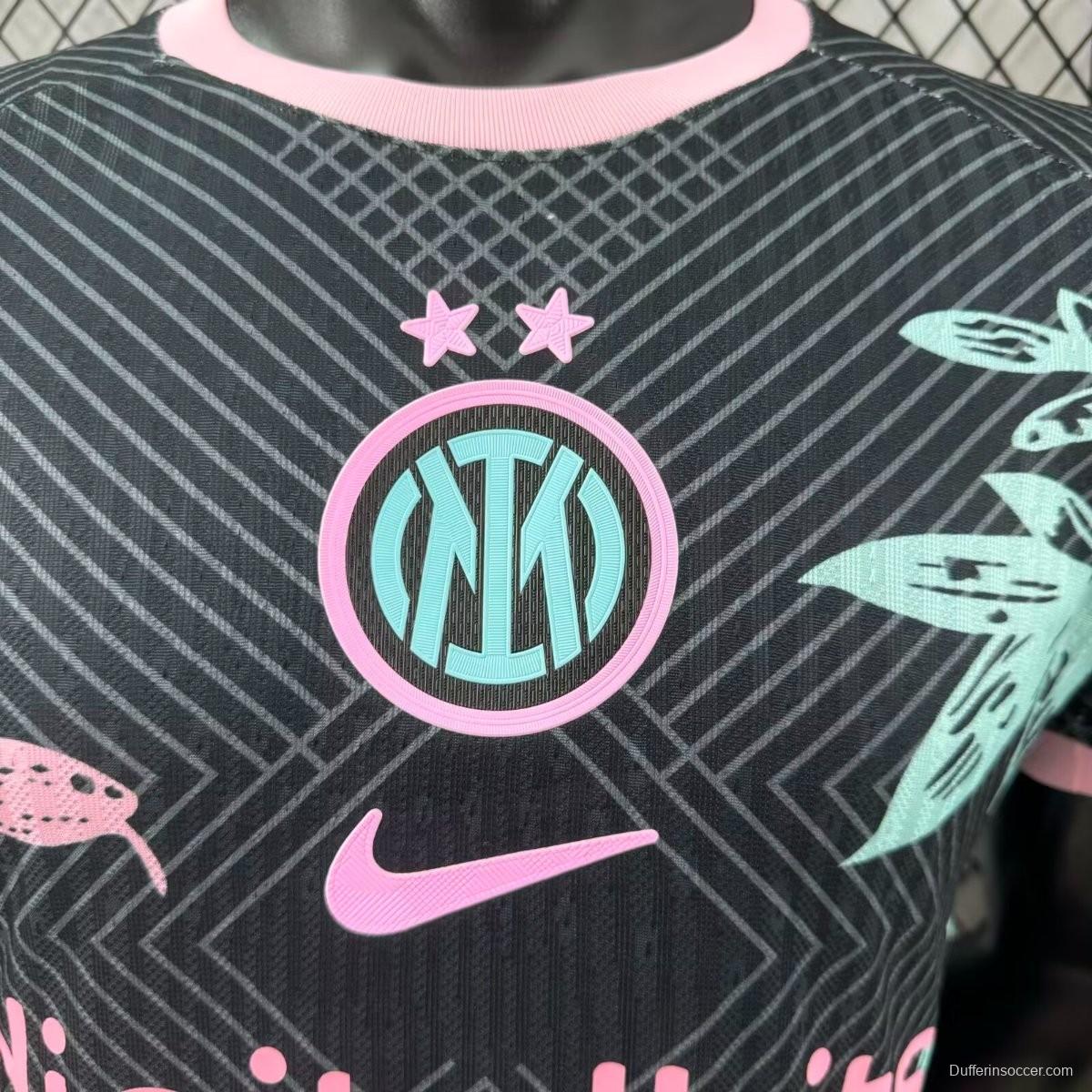 Player Version 25/26 Inter Milan Black with Snake and Floral Pattern Jersey