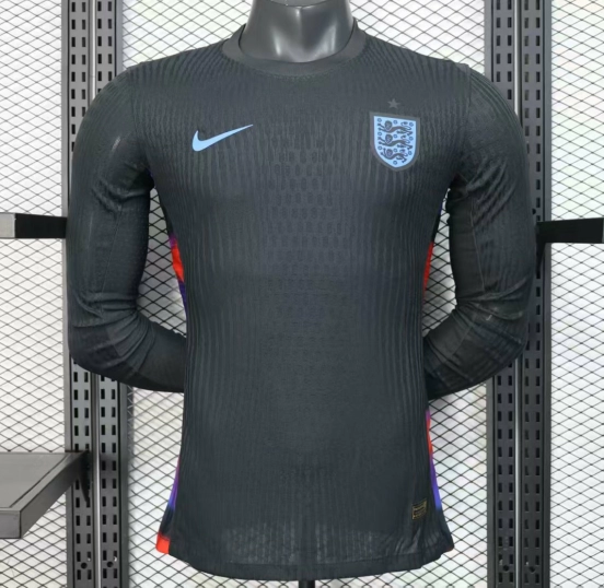 Player Version 2025 England Away Black Long Sleeve Jersey