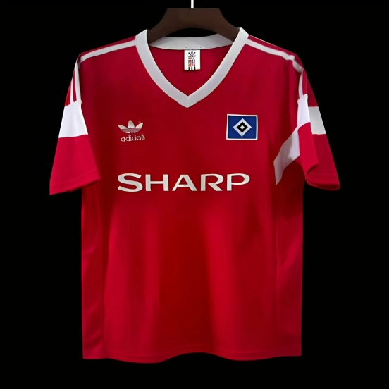 Retro 88/89 Hamburger SV Away Red Jersey