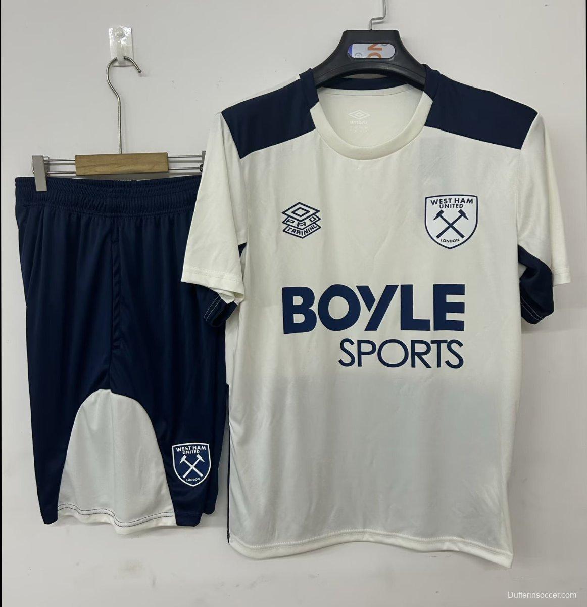 25/26 West Ham United Training Jersey Beige+ Shorts