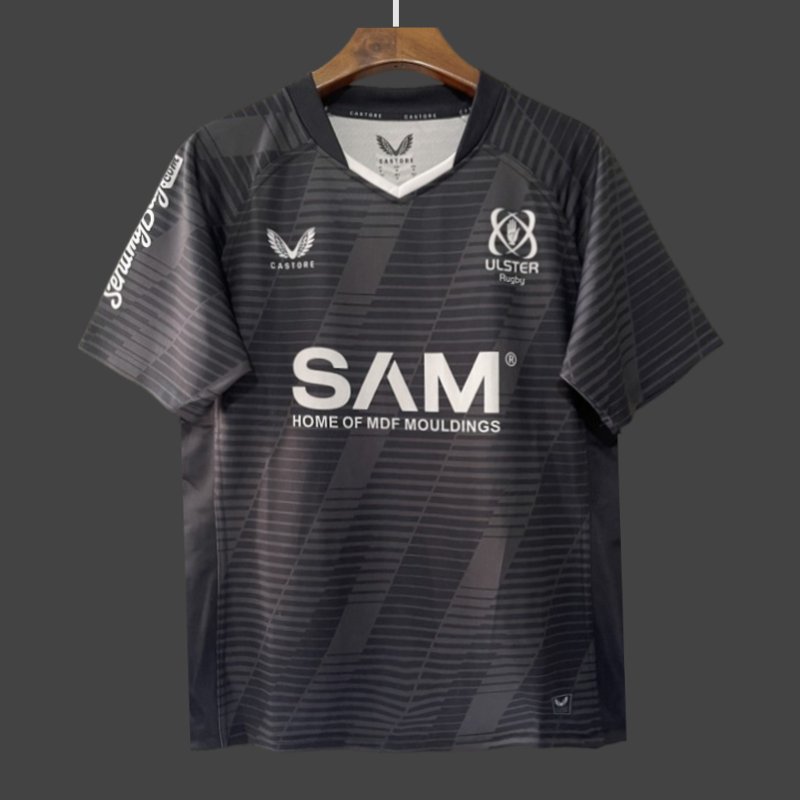 25/26 Ulster Rugby Black with Horizontal Stripe Pattern Jersey