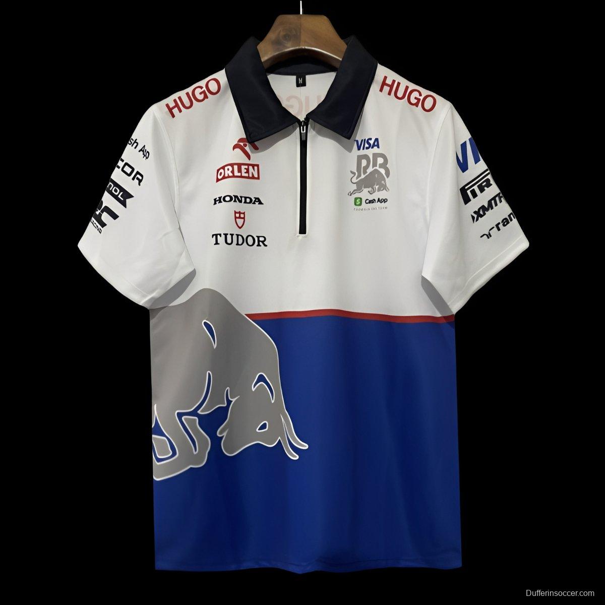 2025 F1 Red Bull Racing White and Blue with Red Bull Logo Jersey