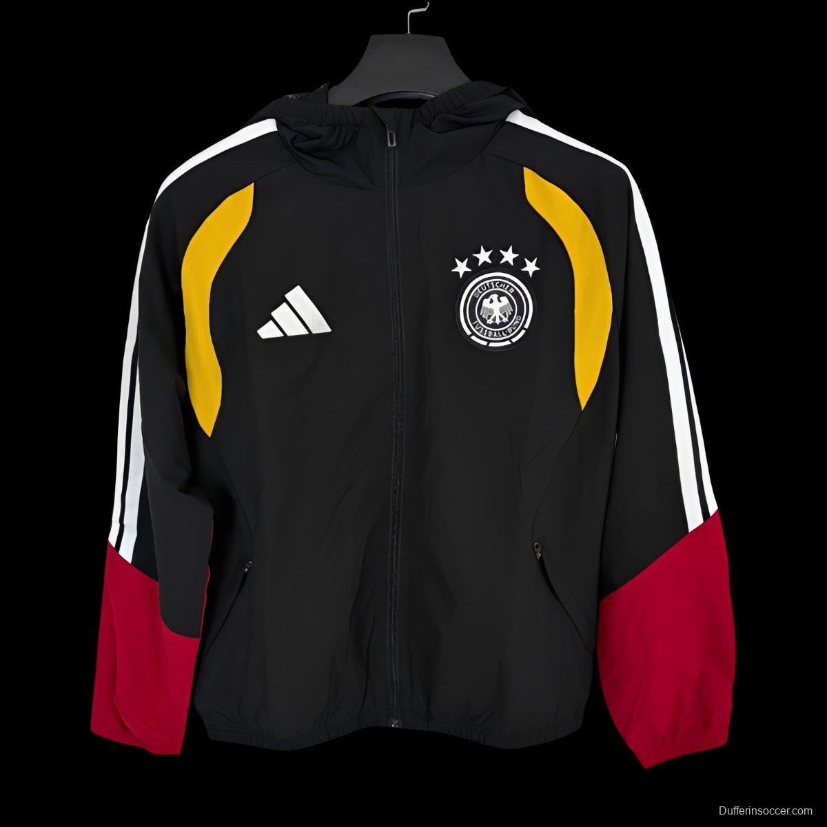 2026 Germany Black Full Zipper Windbreaker
