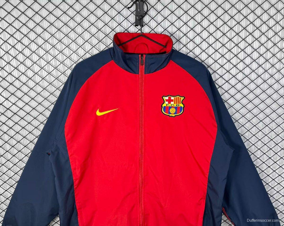 Retro 98/00 Barcelona Home Red Full Zipper Windbreaker