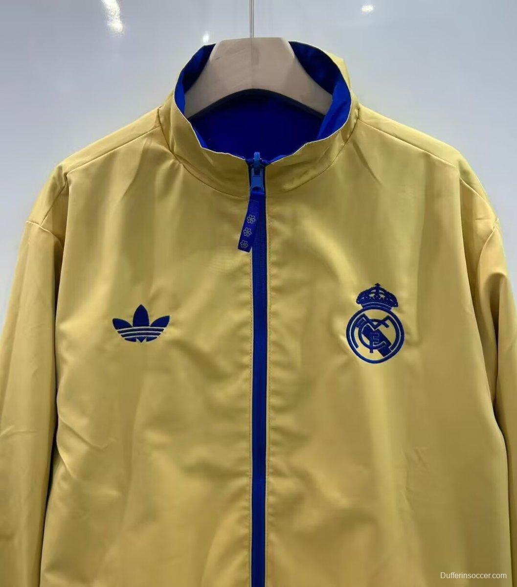 25/26 Real Madrid Golden/Blue Full Zipper Windbreaker
