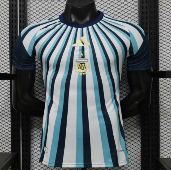 Player Version 2026 Argentina White Light Blue Dark Blue Radial Stripe Special Edition Jersey